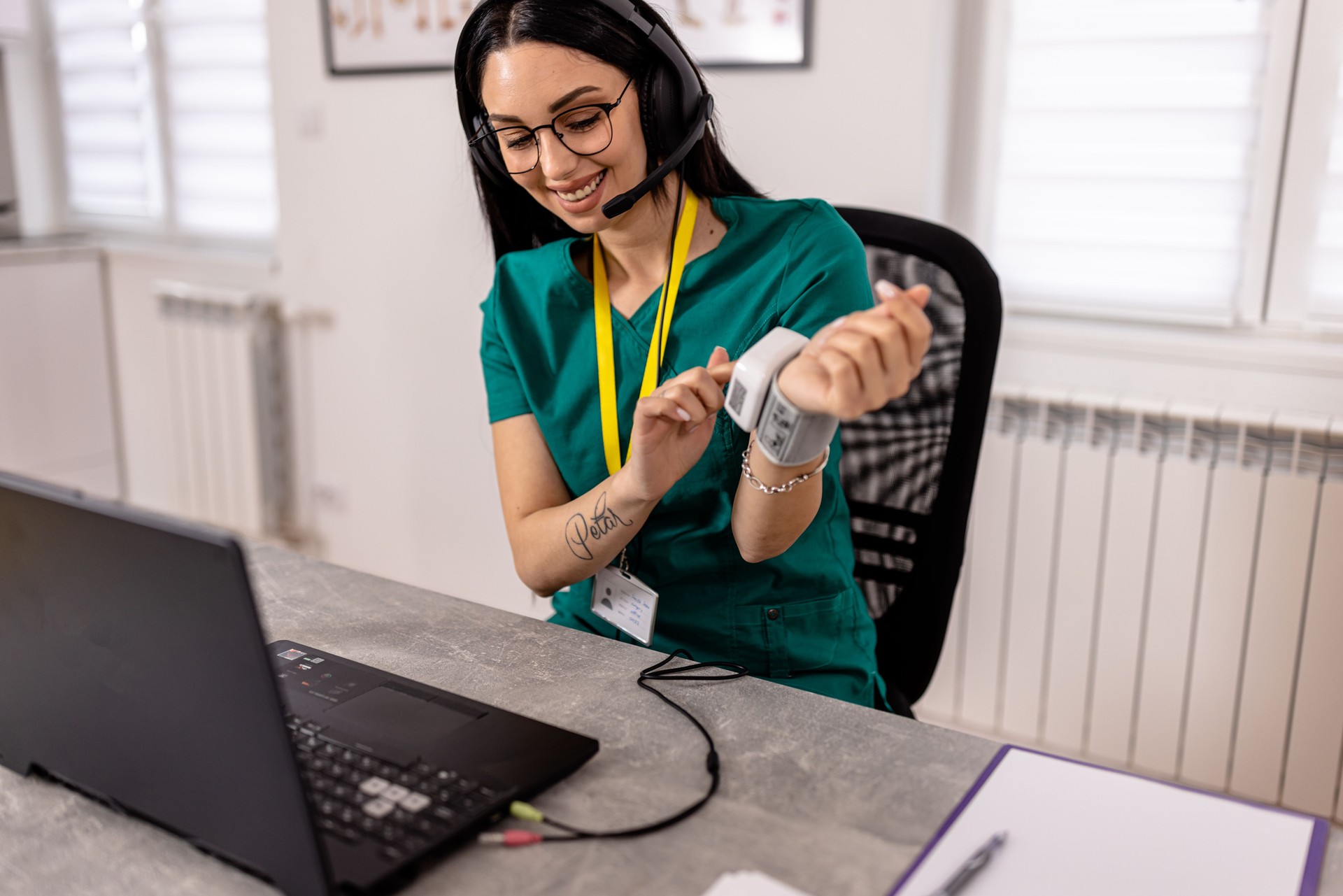 Virtual visit through laptop for patient care